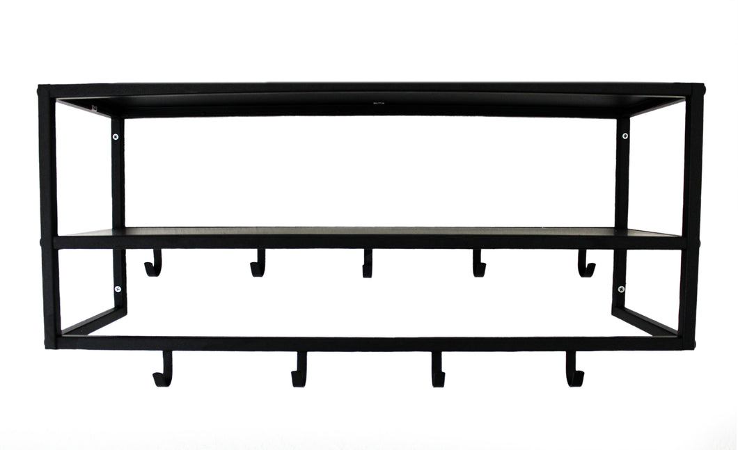 Garderobe aus Metall mit Regalen, Farbe Schwarz, Größe: 73 x 21 x 29 cm