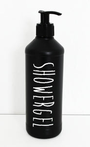 Flasche für Showergel in Schwarz mit Handpumpe in Schwarz, für 500 ml Inhalt