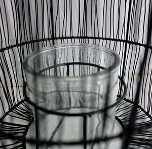 Laterne aus Metalldraht mit Glasform, Höhe 30 cm, Durchmesser 22 cm