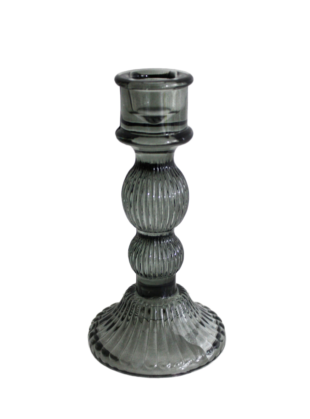 Kerzenständer aus Glas in dark grey, Höhe 15 cm, Durchmesser Kerzenfassung 2,2 cm