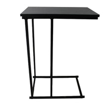 Laden Sie das Bild in den Galerie-Viewer, Stilvoller Beistell Tisch aus Metall mit Holzplatte, Farbe Schwarz, Höhe 58 cm, Breite 40 cm
