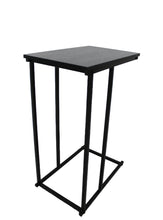 Laden Sie das Bild in den Galerie-Viewer, Stilvoller Beistell Tisch aus Metall mit Holzplatte, Farbe Schwarz, Höhe 58 cm, Breite 40 cm
