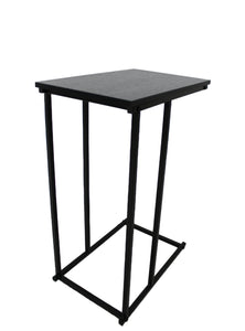 Stilvoller Beistell Tisch aus Metall mit Holzplatte, Farbe Schwarz, Höhe 58 cm, Breite 40 cm