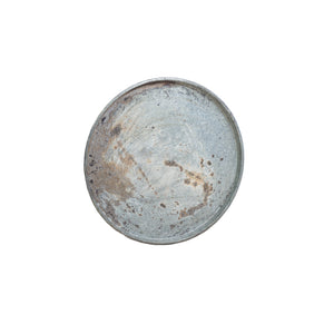 Großer Zinkteller / Tablett, glatt geschliffen, Durchmesser 55 cm, variierende Patina