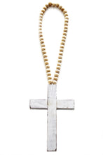 Laden Sie das Bild in den Galerie-Viewer, Zauberhaftes Boho Holz Kreuz mit Holzperlenkette in 3 Varianten
