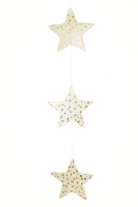 Girlande mit goldenen Sternen, 8 Stück am Band befestigt, Durchmesser einzelner Stern ca. 15 cm