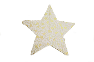 Girlande mit goldenen Sternen, 6 Stück am Band befestigt, Durchmesser einzelner Stern ca. 20 cm