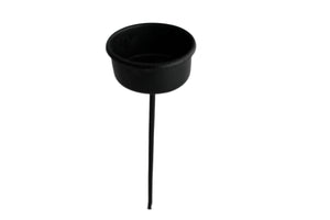 Spieß aus Metall, für Stabkerzen oder Teelichter, Farbe Schwarz, Länge 14 cm, Durchmesser Kerzenfassung 5 cm