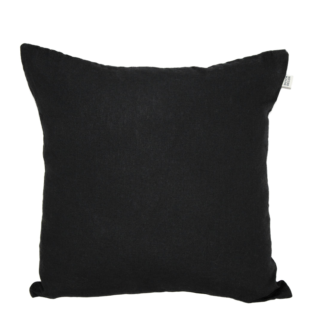 Kuscheliges Leinen Kissen in schwarz inklusive Füllung, 45 x 45 cm, 100 % Leinen