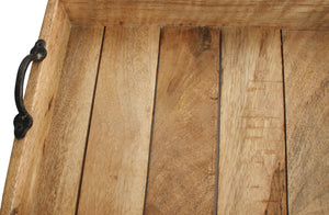 Rustikales Holz Tablett mit Metallgriffen, 45 x 30 cm x 7 cm