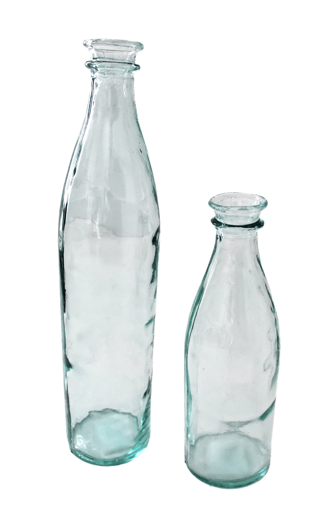 Stilvolle Flaschenvase im 2er Set, handgefertigt, Höhen 28 und 39 cm