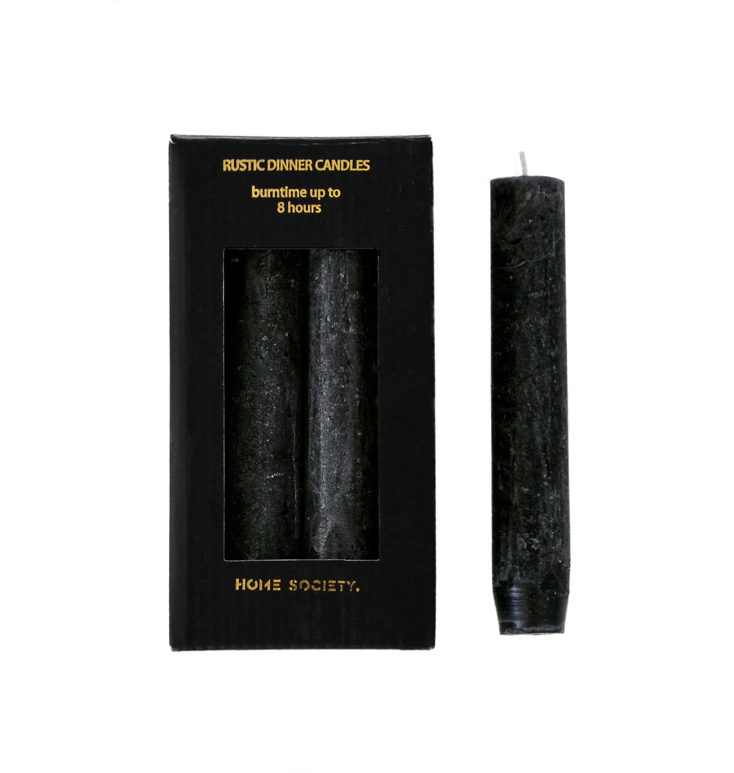 Kerzen rustikal schwarz, zu 6 Stück, Länge 14 cm, Durchmesser 2,5 cm