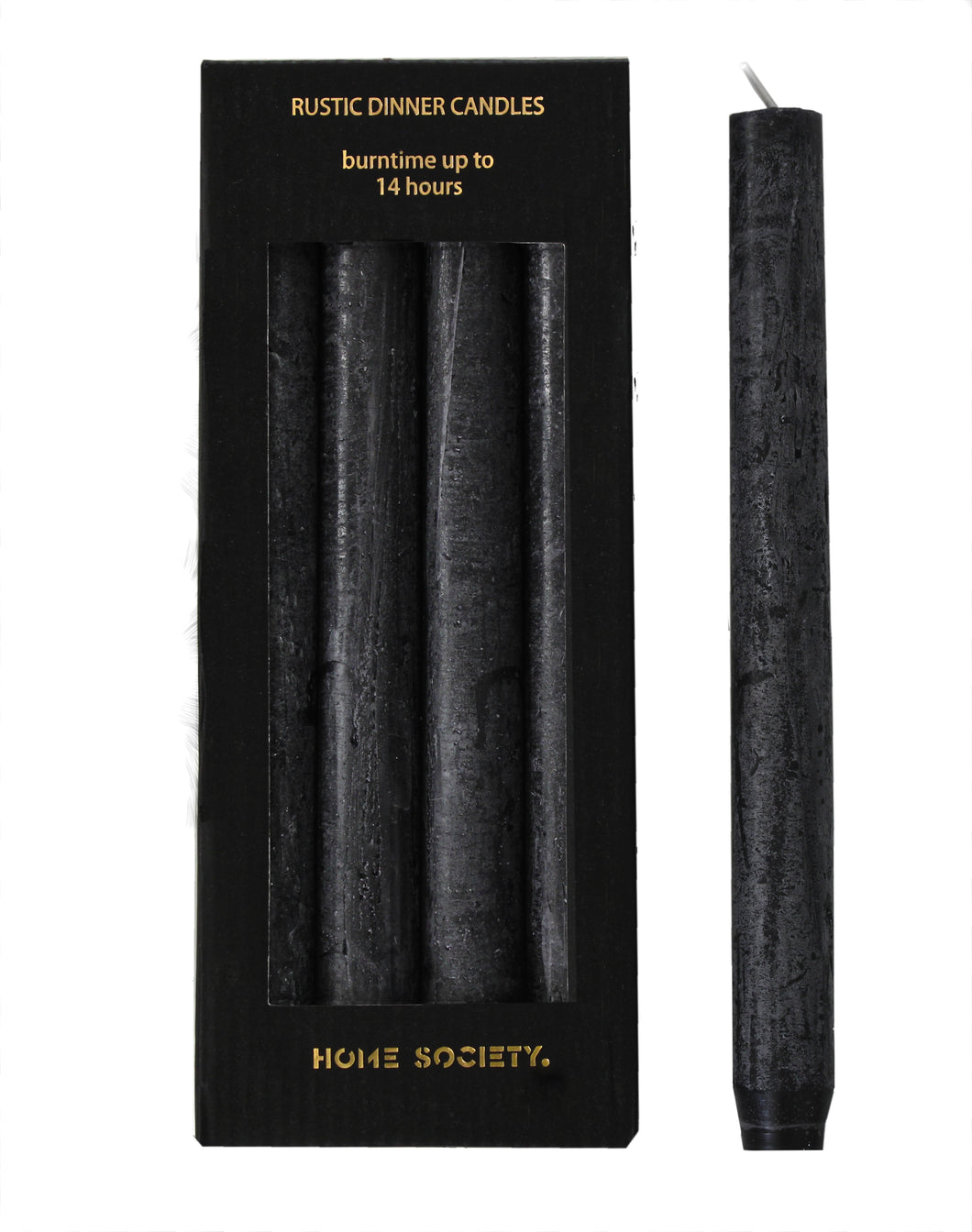 Kerzen schwarz rustikal, zu 4 Stück, Länge 25 cm, Durchmesser 2,5 cm