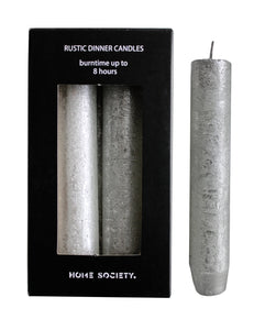 Kerzen rustikal Silber, zu 6 Stück, Länge 14 cm, Durchmesser 2,5 cm