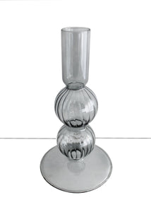 Kerzenständer aus Glas in dark grey, Höhe 16 cm, Durchmesser Kerzenfassung 2 cm