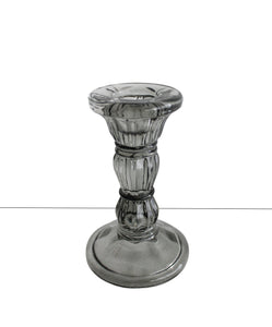 Kerzenständer aus Glas in dark grey, Höhe 10,5 cm, Durchmesser Kerzenfassung 2,2 cm
