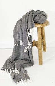 Wunderschöne Decke aus ganz weicher Baumwolle, 175 x 220 cm, Farbe Schwarz /-Weiß