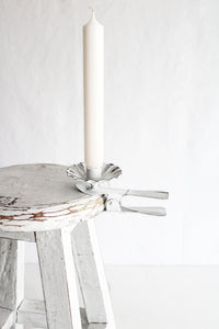 Klipp Kerzenhalter aus Metall in weiß, Länge 14 cm, Durchmesser Kerzenfassung 2 cm